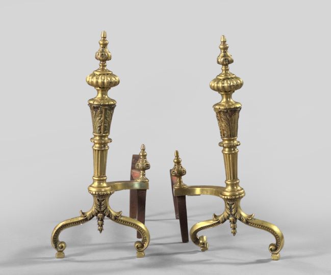 Stately Pair of Cast Brass and 2f79d