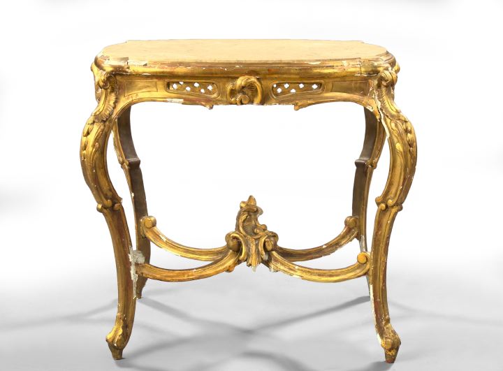 Louis XV-Style Giltwood and Marble-Top