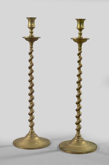 Pair of Edwardian Gilt-Brass "Barley