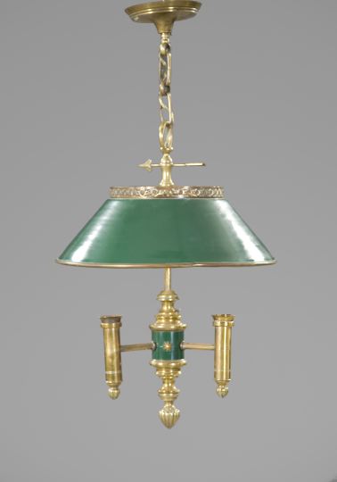 French Tole Peinte and Brass Pendant 2f84c