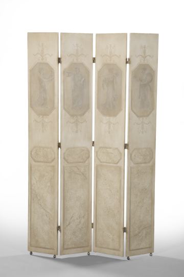 Polychromed Wooden Four Panel Folding 2f8c1