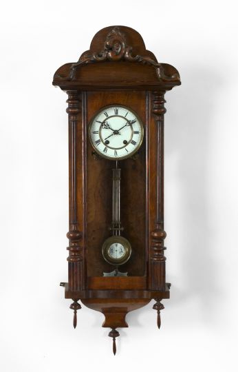 French Walnut and Walnut Burl Wall Clock,