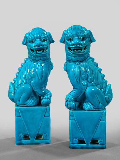 Pair of Chinese Turquoise-Glazed Porcelain