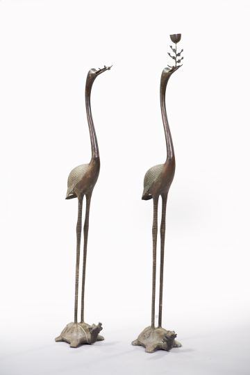 Tall Pair of Japanese Bronze Patinated 2f92d