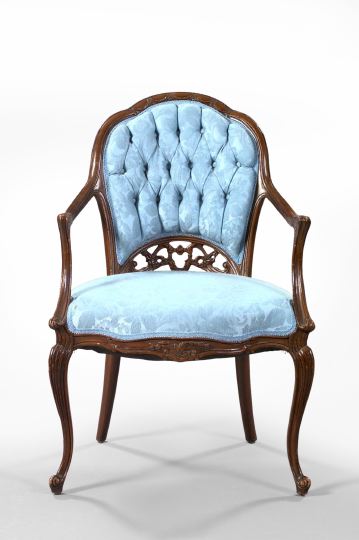 Continental Carved Mahogany Fauteuil,