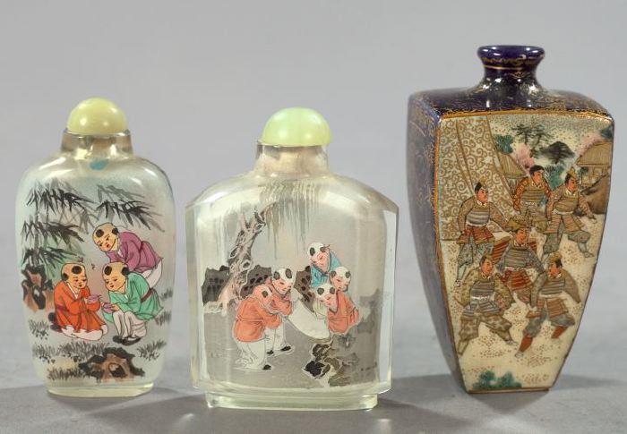 An Oriental Vase and Two Snuff