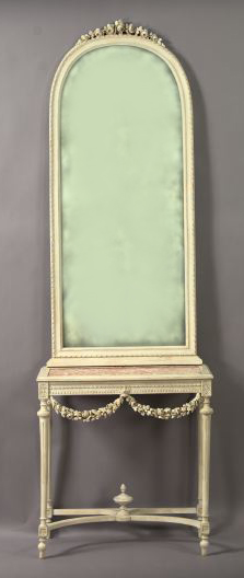 Louis XVI Style Ivory Painted Mirrored 2f636