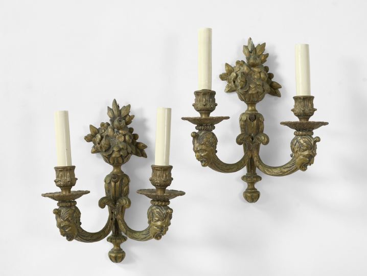 Pair of French Brass Two Light 2f644