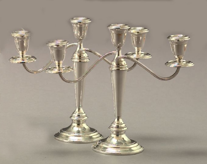 Pair of Alvin Sterling Silver Three-Light