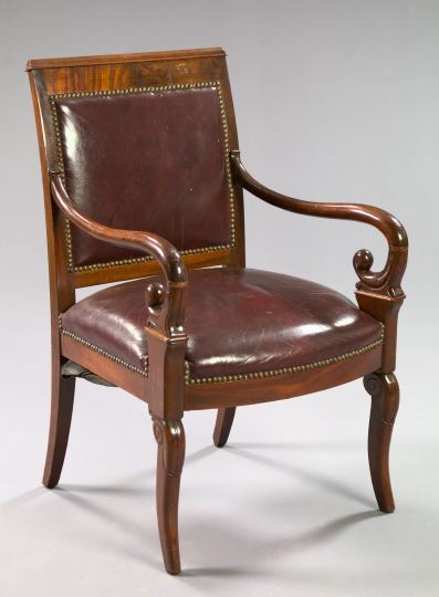 Restauration-Style Mahogany Armchair,