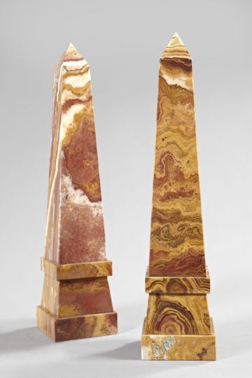 Pair of Italian Siena Marble Obelisks  2fb8a