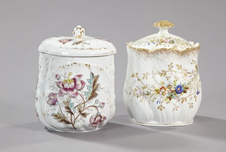 Two Continental Porcelain Biscuit Jars,