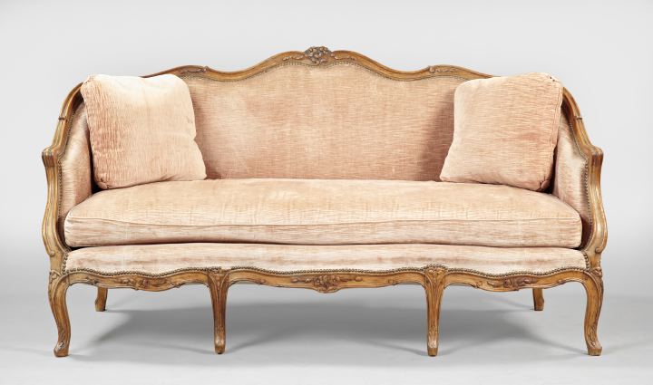 Louis XV-Style Fruitwood Settee,