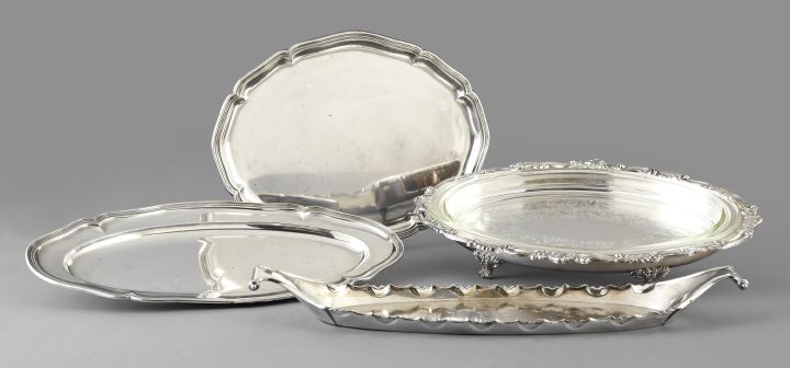 Group of Four Silver Platters,