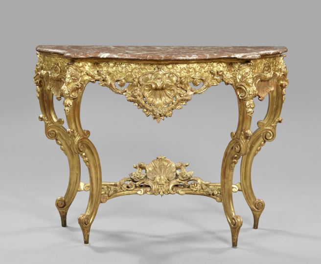 Louis XV Style Giltwood and Marble Top 2fc04