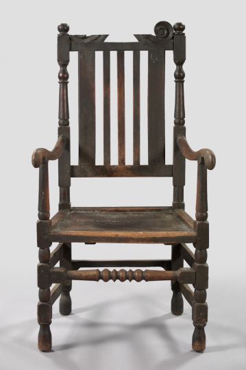 William and Mary English Oak Armchair,