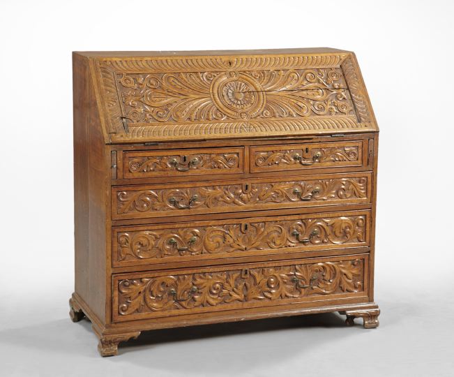 Continental Highly Carved Oak Bureau,