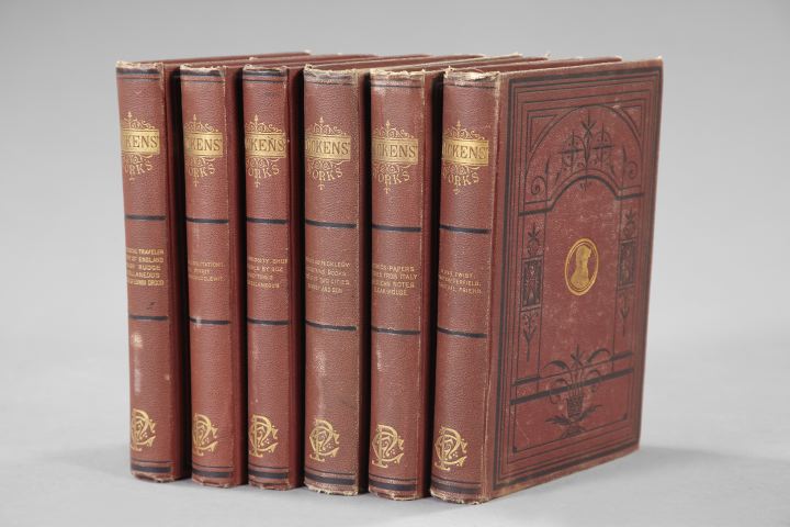 Six-Volume Claret Faux-Morocco-Bound