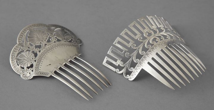 Two American Coin Silver Hair Combs  2fc66