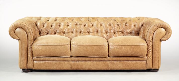 Edwardian Leather-Upholstered Chesterfield