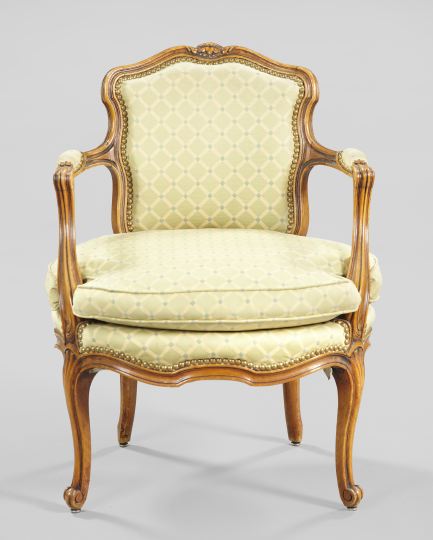 Louis XV-Style Fruitwood Fauteuil,