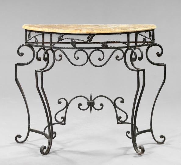 Polychromed Wrought Iron and Marble Top 2fcb3