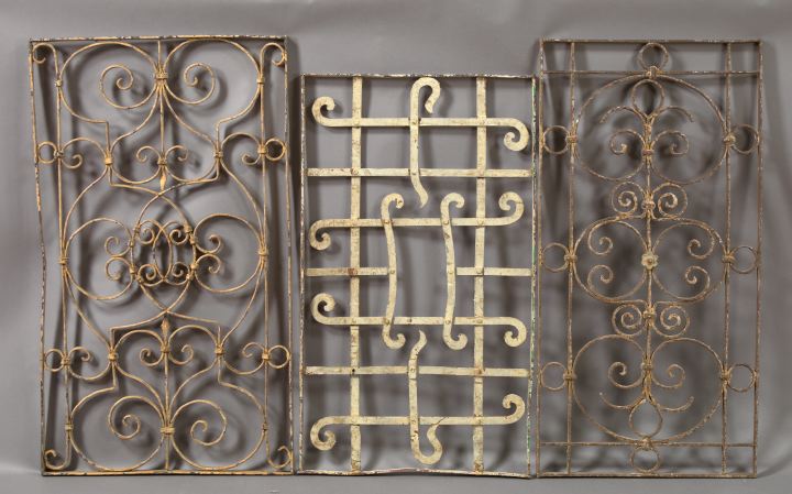 Three Small Wrought-Iron Door Grilles,