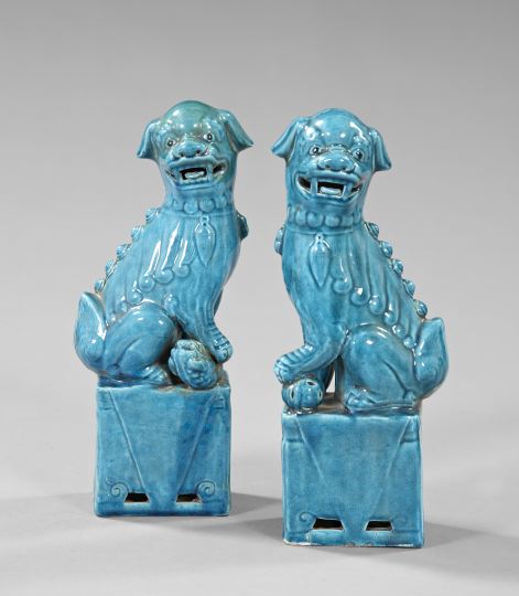 Pair of Tao Kuang Bleu Persan-Glazed