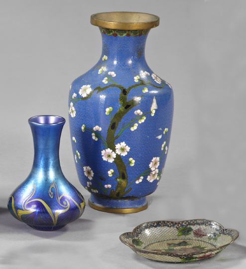 Group of Two Vases and a Dish,  consisting