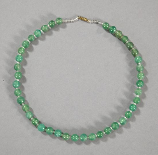 Strand of Green Serpentine Beads,