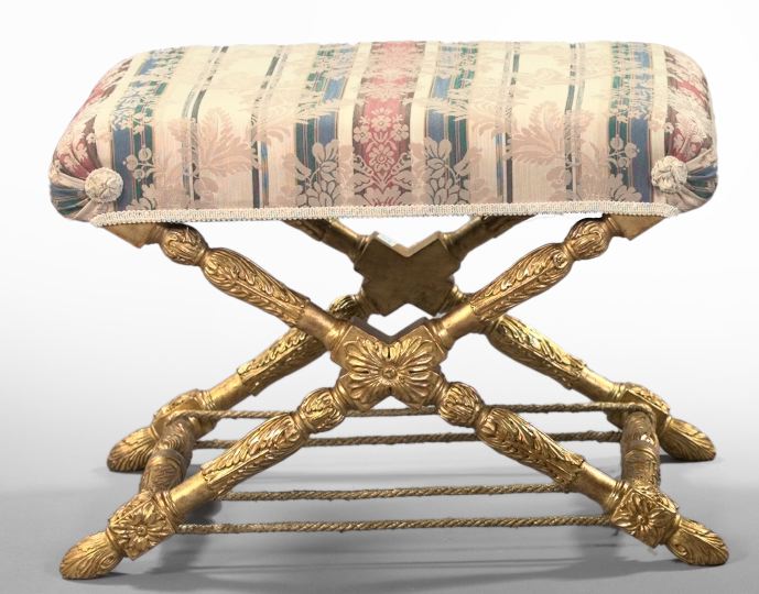 Empire-Style Giltwood Stool,  20th