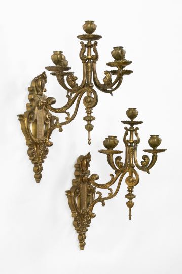 Large Pair of Gilt Brass Stepped 2fa0a