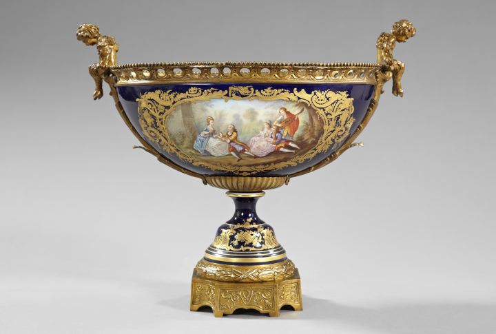 Monumental French Brass-Mounted Porcelain