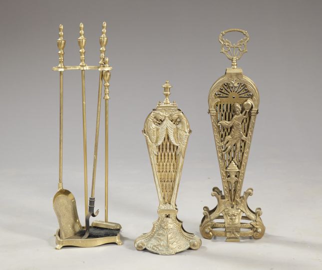 Collection of Brass Fireplace Items,