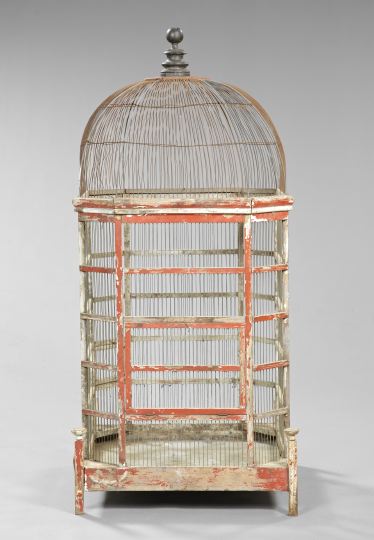Indian Polychromed and Wire Birdcage  2fe40