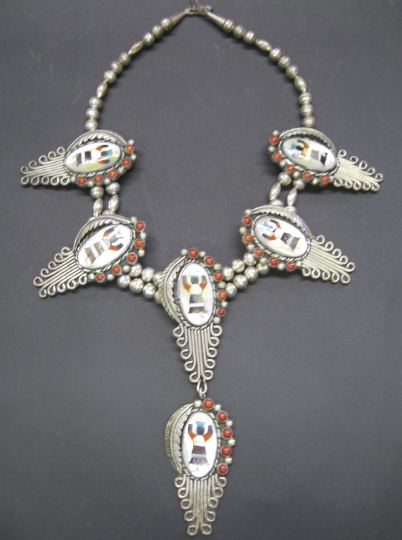 Vintage Zuni Silver-Inlaid Pendant
