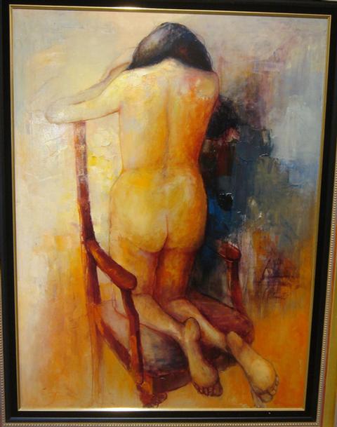 F. Felmart, o/c, kneeling nude from