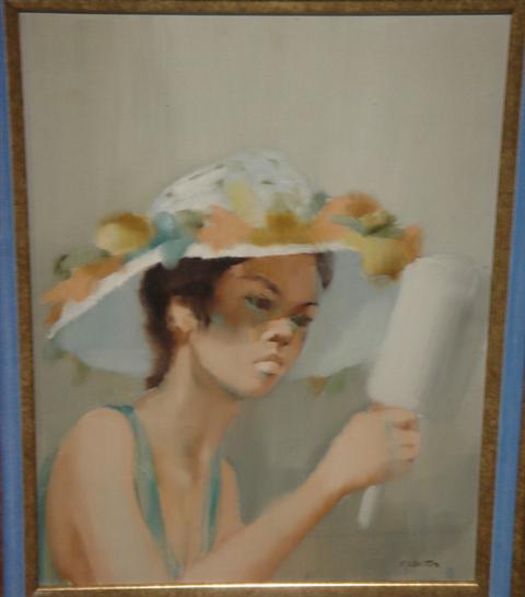 M. Weston, o/c, young girl in hat,