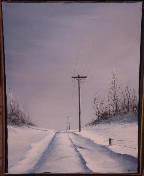 C. Selmi, o/c, road in winter, 24 x