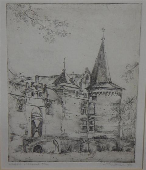 A. Woensel, black and white etching,