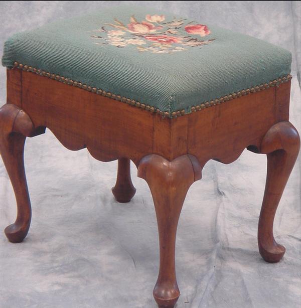 Walnut Queen Anne style foot stool 3b8e6