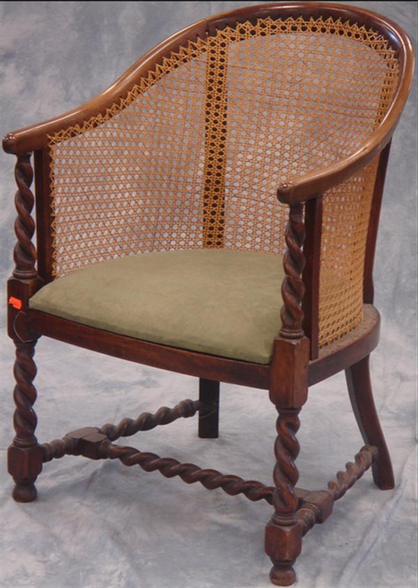 Mahogany Edwardian barley twist armchair