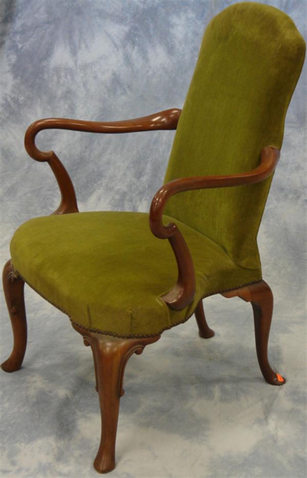 Baker Queen Anne style open armchair  3b8fd