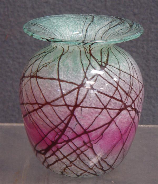 Contemporary art glass vase, iridescent