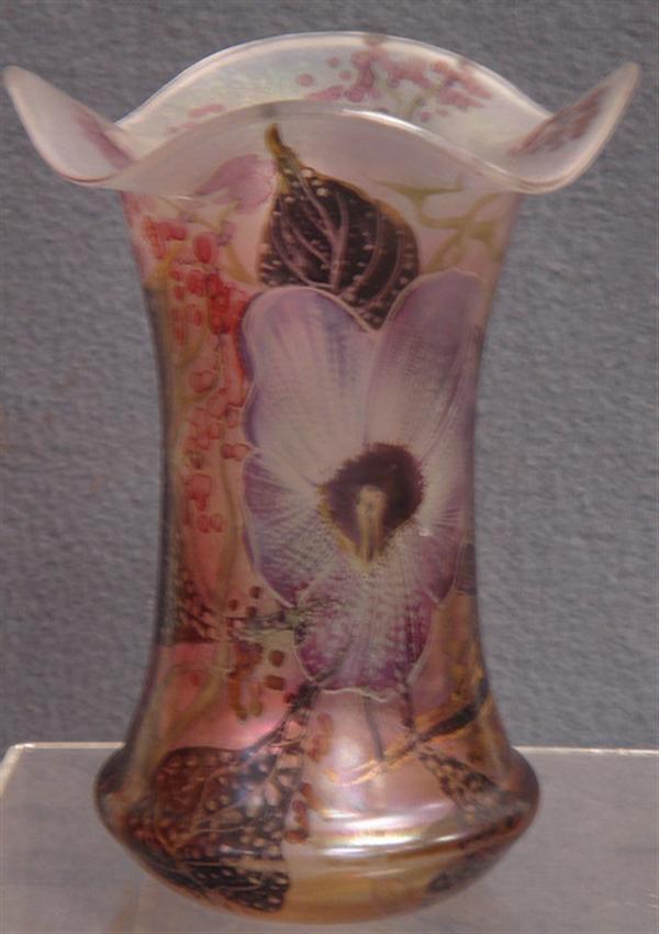 Contemporary art glass vase, plum