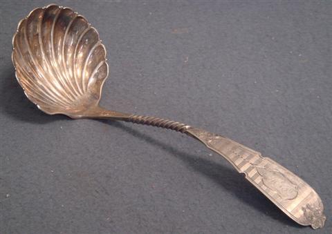 Engraved coin silver ladle by R&W