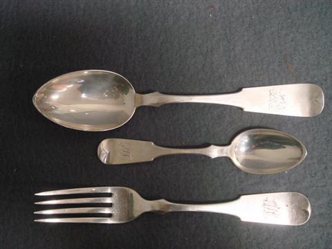 19 pcs coin silver flatware by William