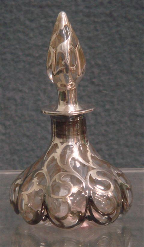 Silver overlay scent bottle melon 3bad0