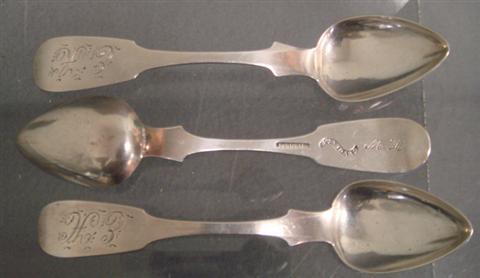 11 coin silver teaspoons, J. Titus,