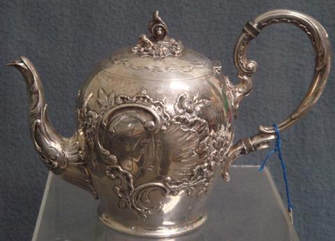 800 Silver Teapot Signed G E  3baee